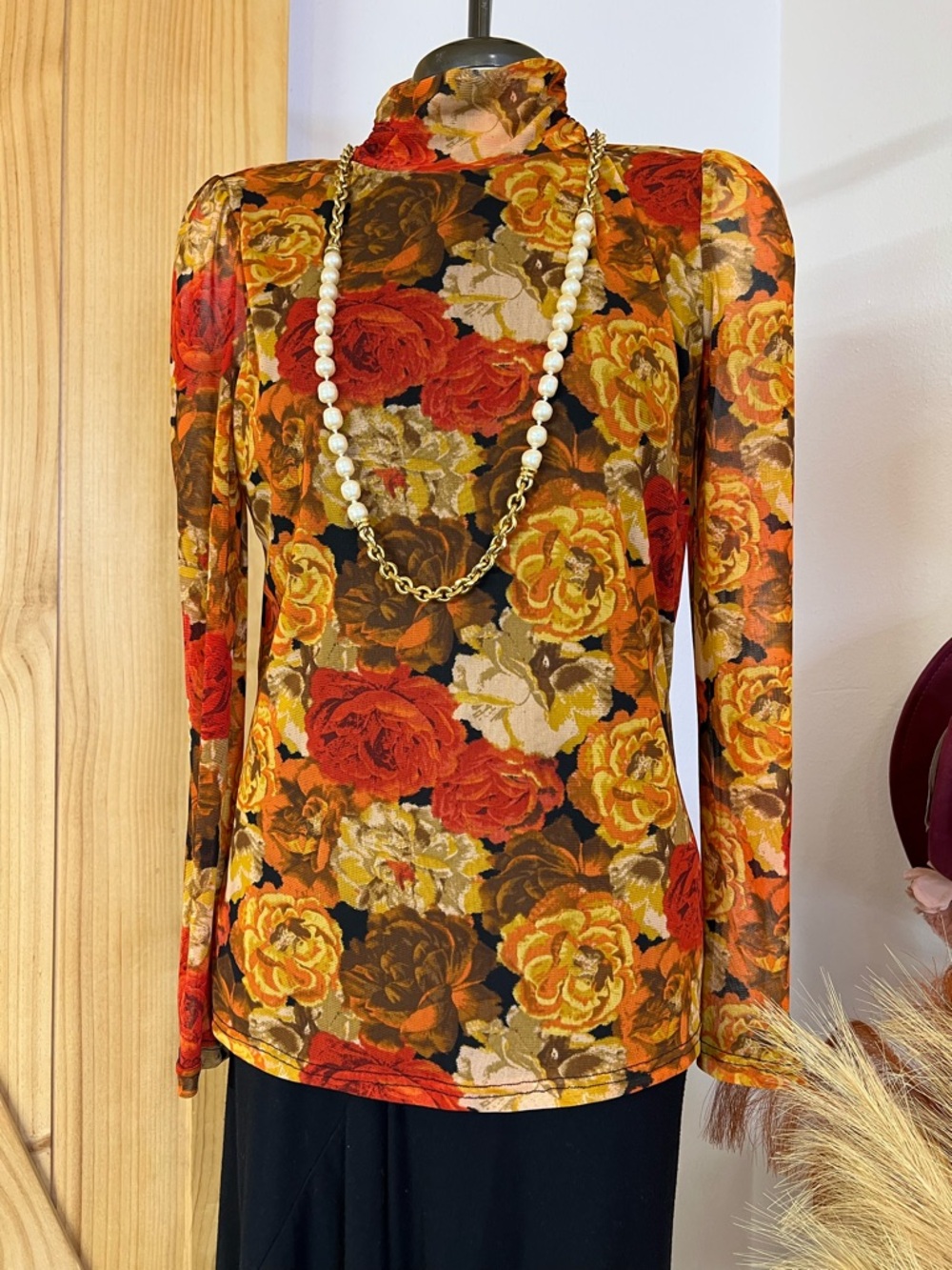 Jane + Delancey Shirt Womens Medium Floral Long Sleeve Stretch Sheer